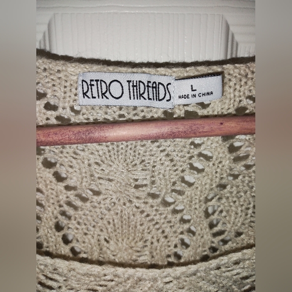 Retro Threads Open Knit Long Sweater - Picture 3 of 3